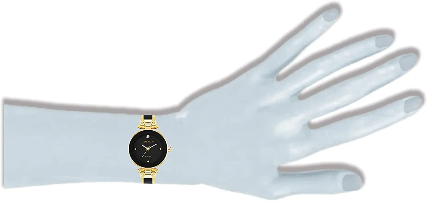 Anne Klein Women's AK/1980BKGB Genuine Diamond Dial Bangle Watch