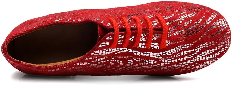 AOQUNFS Women Latin Ballroom Dance Shoes Lace-up Modern Salsa Practice Dancing Shoes,WDL-K4