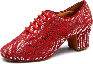 AOQUNFS Women Latin Ballroom Dance Shoes Lace-up Modern Salsa Practice Dancing Shoes,WDL-K4