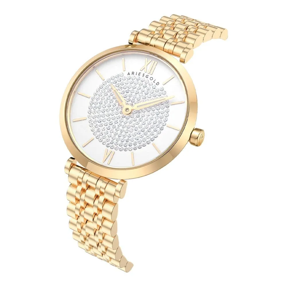 Aries Gold Draliet Silver Stainless Steel Strap Women Majestic Watches L 5042 G-W