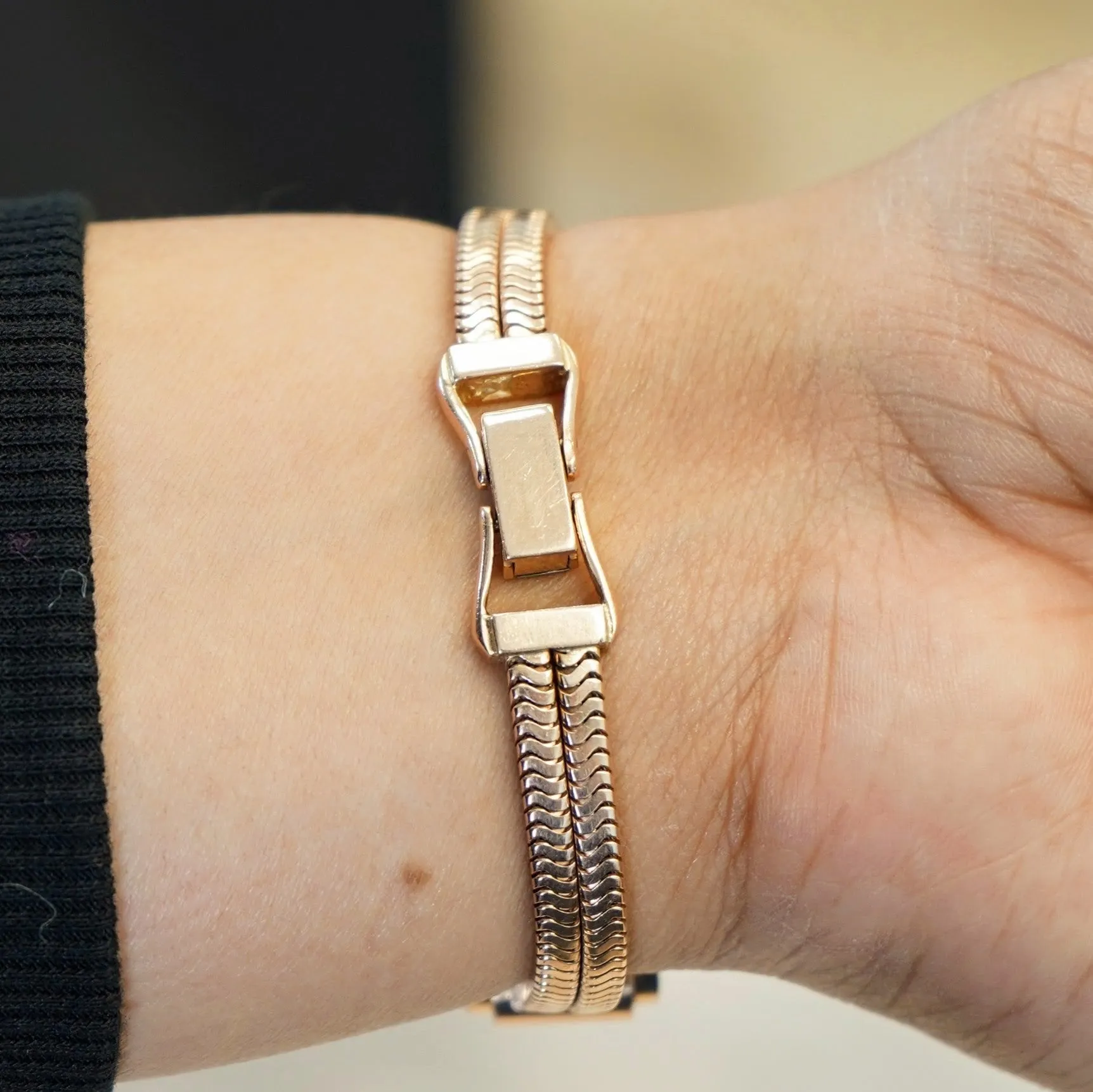 Art Deco Ladies' 14K Rose Gold Cocktail Watch Diamonds, Citrines, & Rubies Wristwatch by Pery