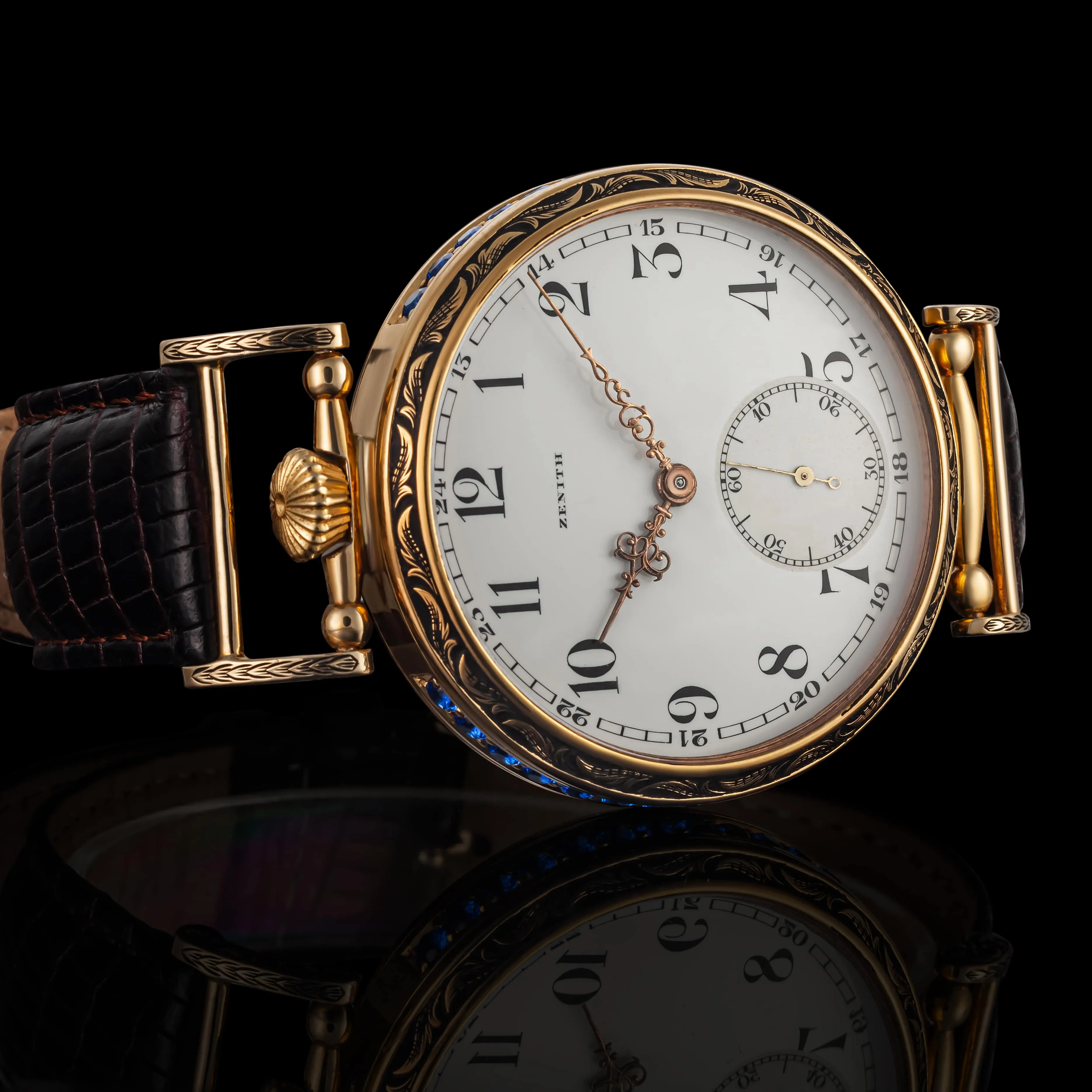 AZURA Men's Wristwatch fits Vintage Movement & Original Enamel Dial