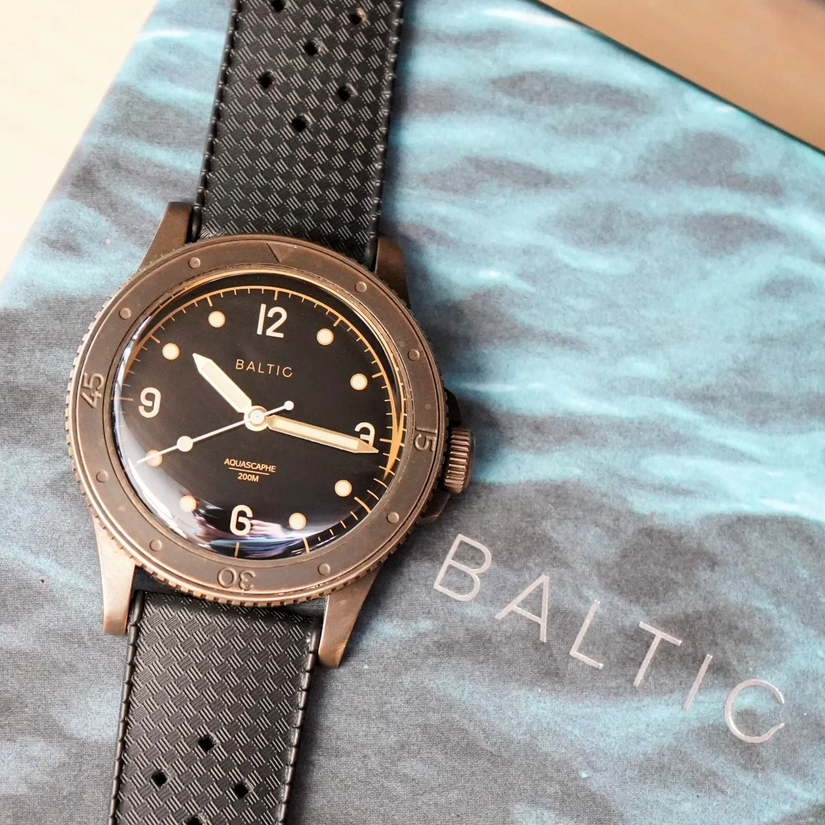 BALTIC Aquascaphe Bronze Brown Diver's Watch 200M Automatic Wristwatch - ALL ORIGINAL, Box & Papers!