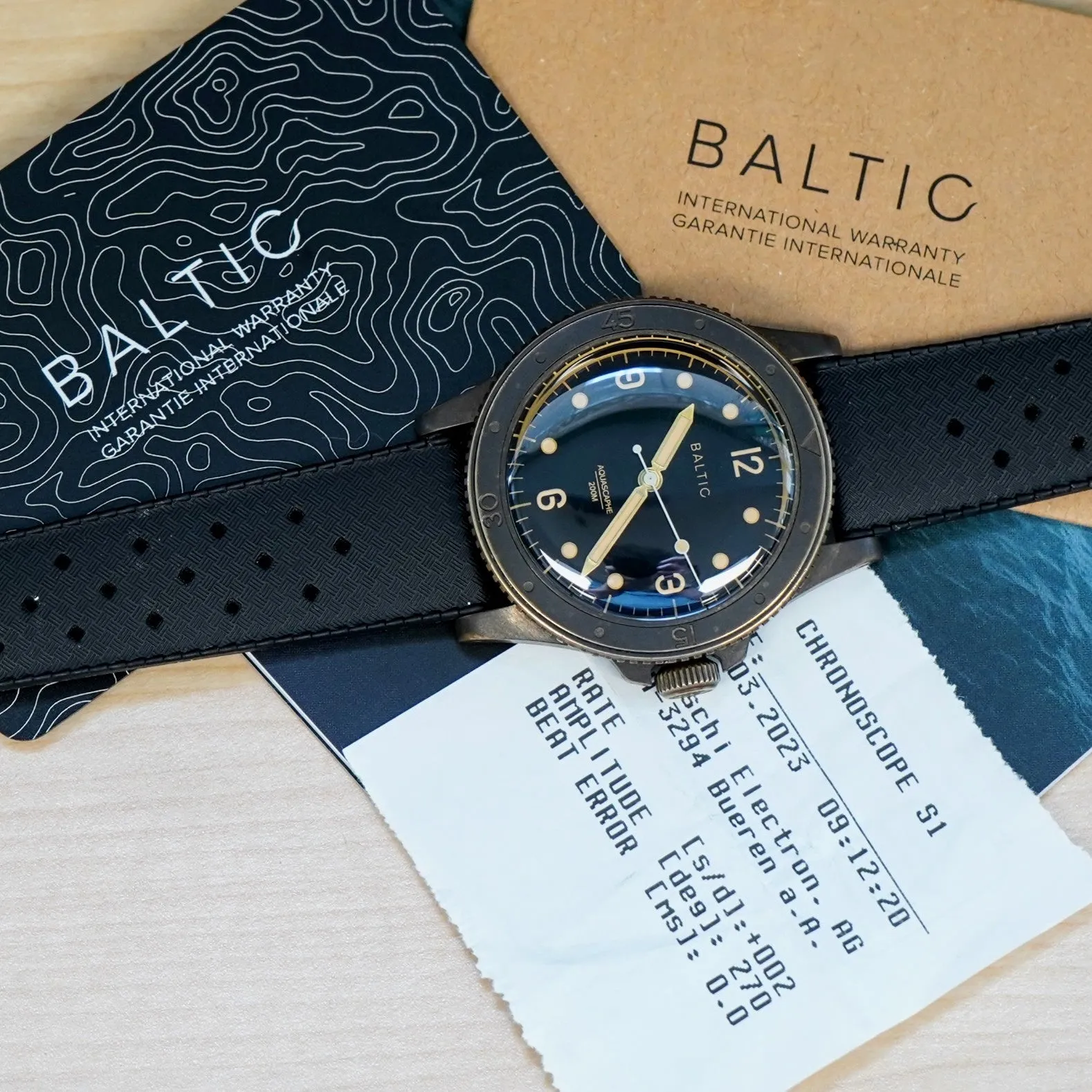 BALTIC Aquascaphe Bronze Brown Diver's Watch 200M Automatic Wristwatch - ALL ORIGINAL, Box & Papers!