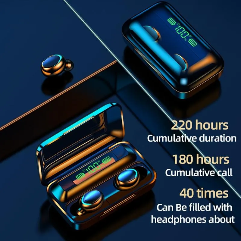 Bluetooth Earphone with Noise Reduction & Led Display - Black
