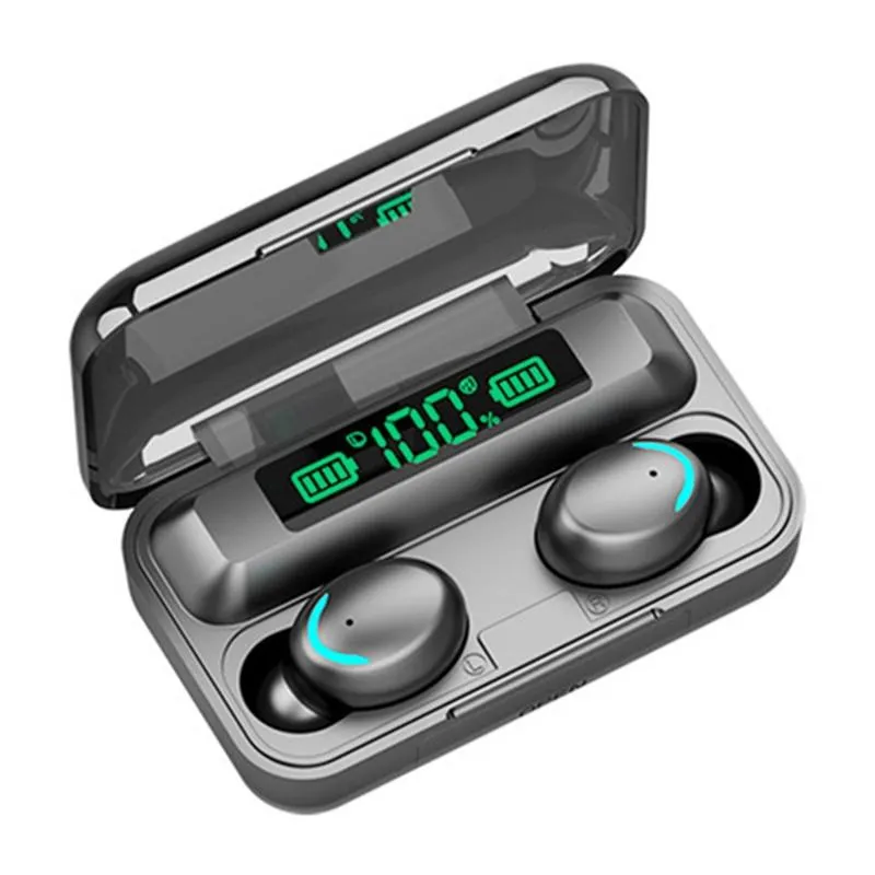 Bluetooth Earphone with Noise Reduction & Led Display - Black