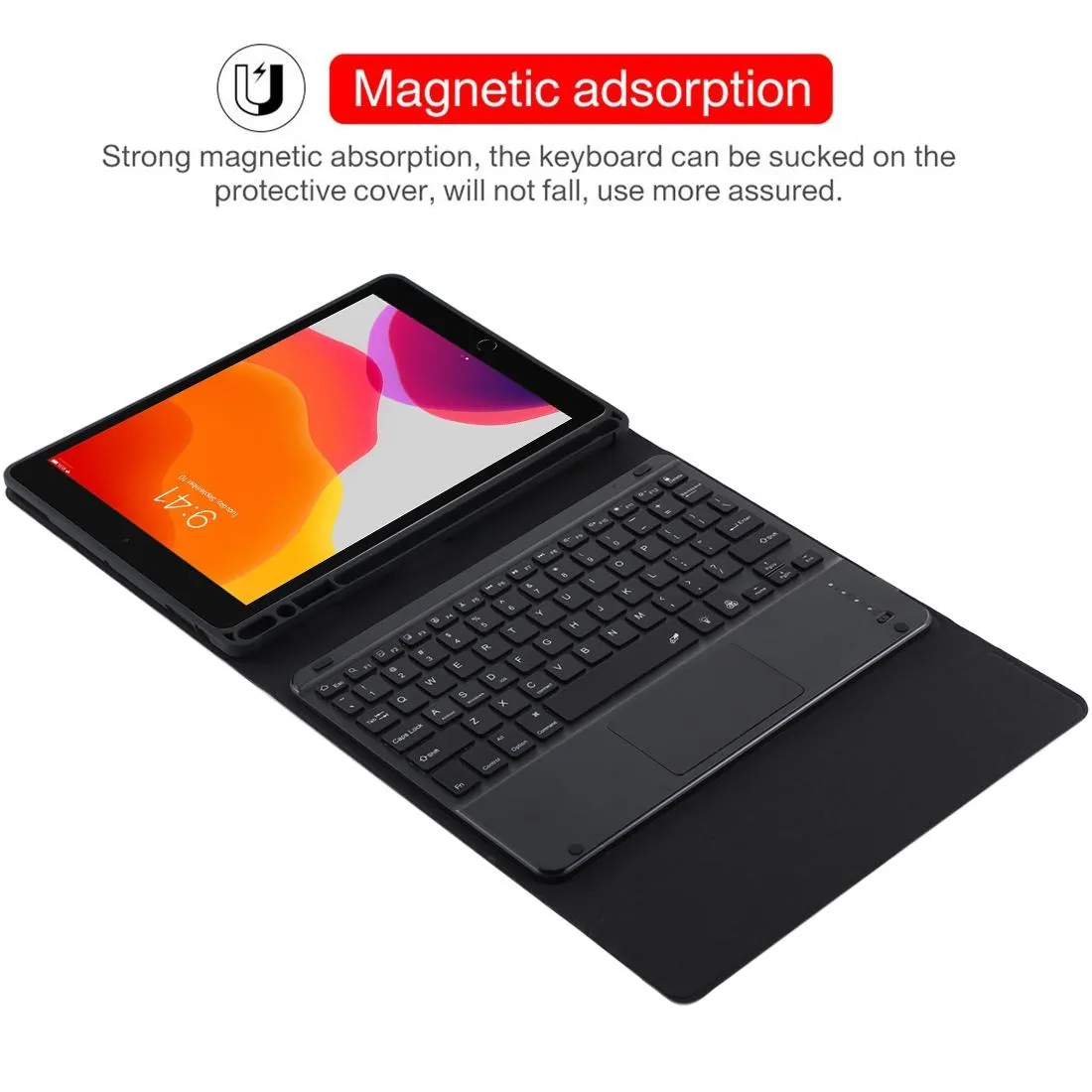 Bluetooth Tablet Case For Ipad 10.2 / Ipad Air 2019 With Touch Pad & Backlight & Pen Holder - Detachable Microfiber Leather