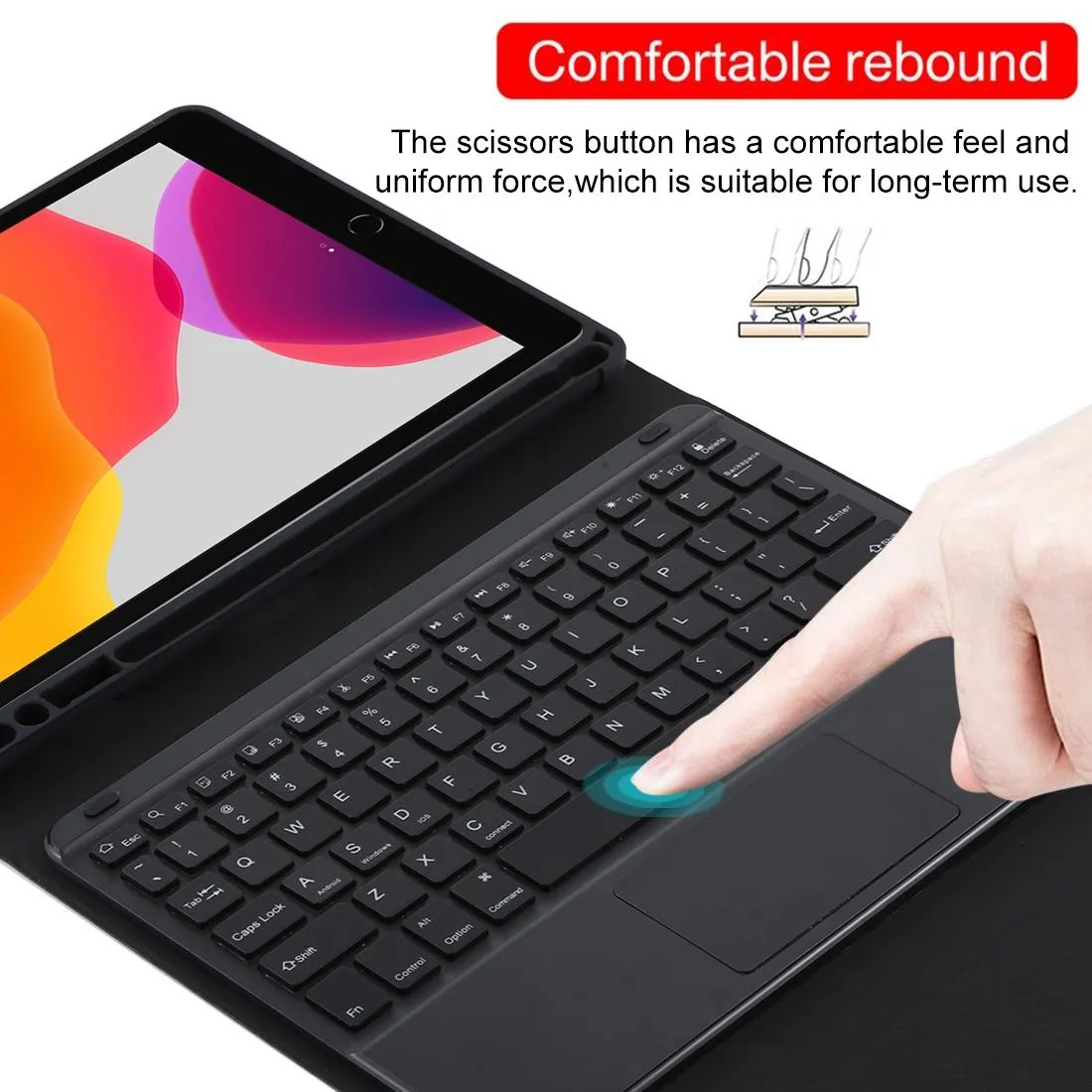 Bluetooth Tablet Case For Ipad 10.2 / Ipad Air 2019 With Touch Pad & Backlight & Pen Holder - Detachable Microfiber Leather