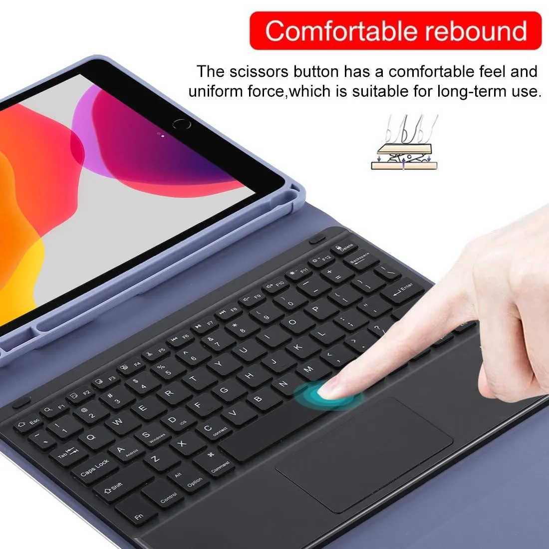 Bluetooth Tablet Case For Ipad 10.2 / Ipad Air 2019 With Touch Pad & Backlight & Pen Holder - Detachable Microfiber Leather