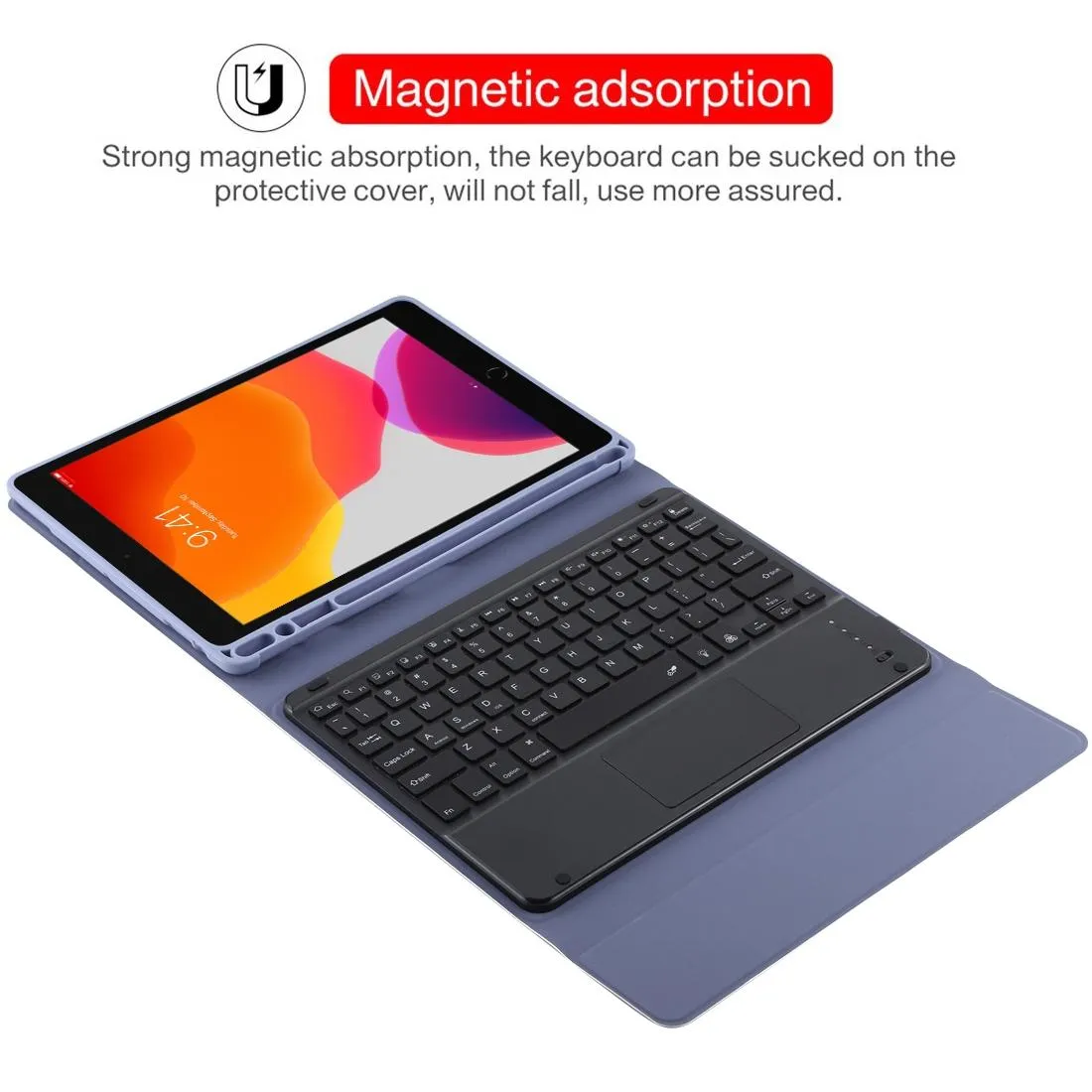 Bluetooth Tablet Case For Ipad 10.2 / Ipad Air 2019 With Touch Pad & Backlight & Pen Holder - Detachable Microfiber Leather