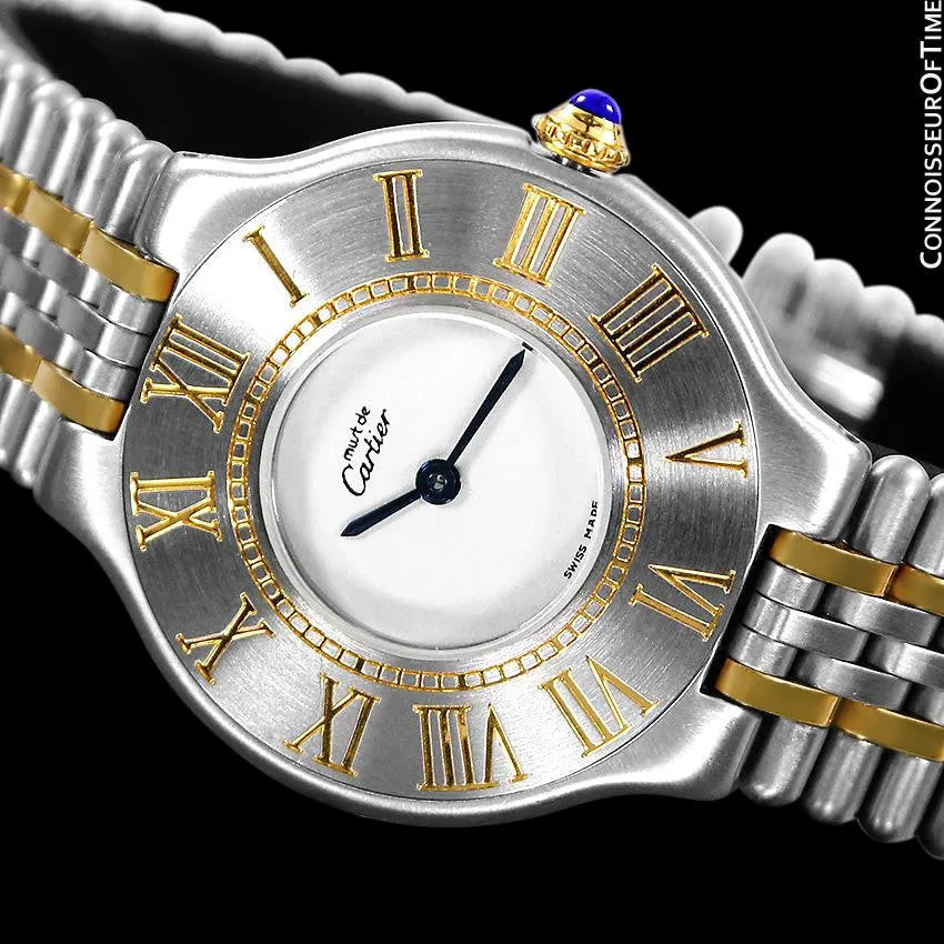 Cartier Must De 21C Mens Midsize Unisex Watch - Stainless Steel & 18K Gold