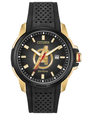 Citizen AW1155-03W Marvel Avengers Eco-Drive Black Silicone Strap Men Watches