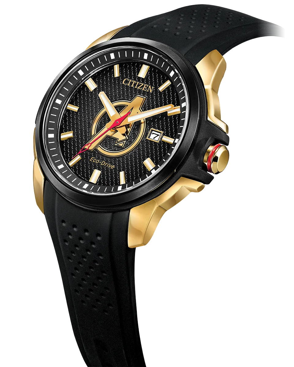 Citizen AW1155-03W Marvel Avengers Eco-Drive Black Silicone Strap Men Watches