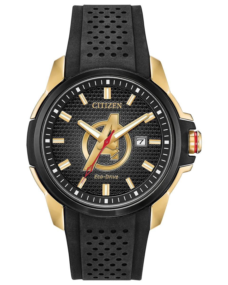 Citizen AW1155-03W Marvel Avengers Eco-Drive Black Silicone Strap Men Watches