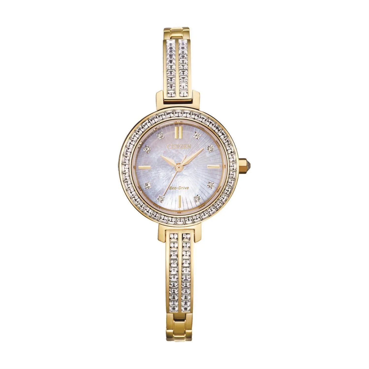 Citizen Crystal Collection Watch with 25X25 MM Mother-of-Pearl Round Dial and Stainless Steel Bracelet. EM0862-56D