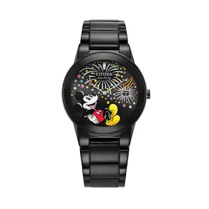 Citizen Disney Mickey Fiesta Watch in Black Stainless Steel Bracelet. AU1095-57W