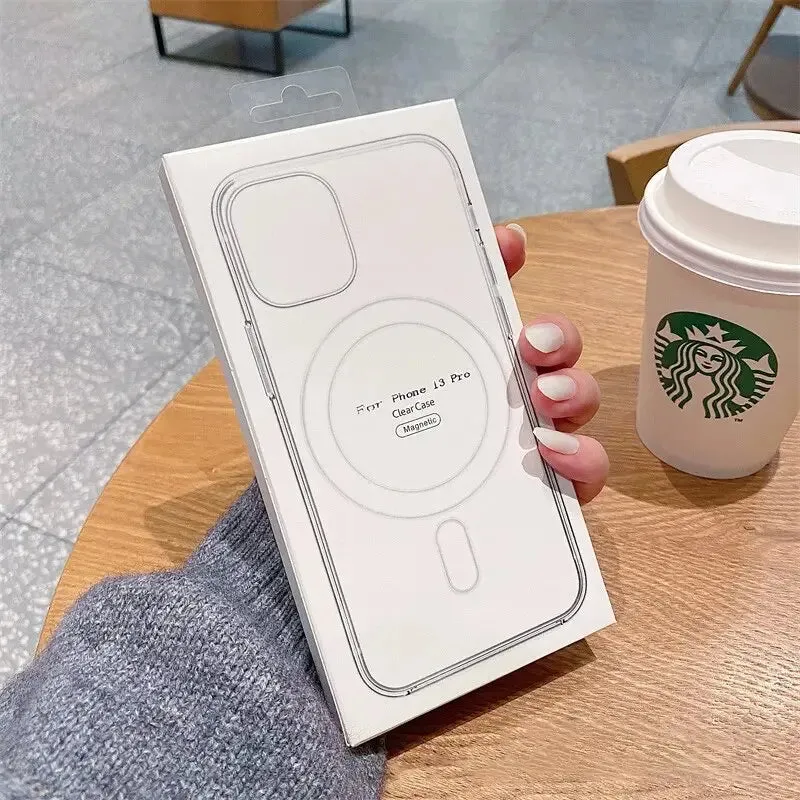 Clear Magnetic Wireless Charging Phone Case for Iphone 15 11 Pro Max