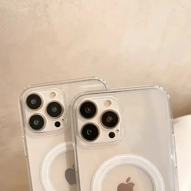 Clear Magnetic Wireless Charging Phone Case for Iphone 15 11 Pro Max