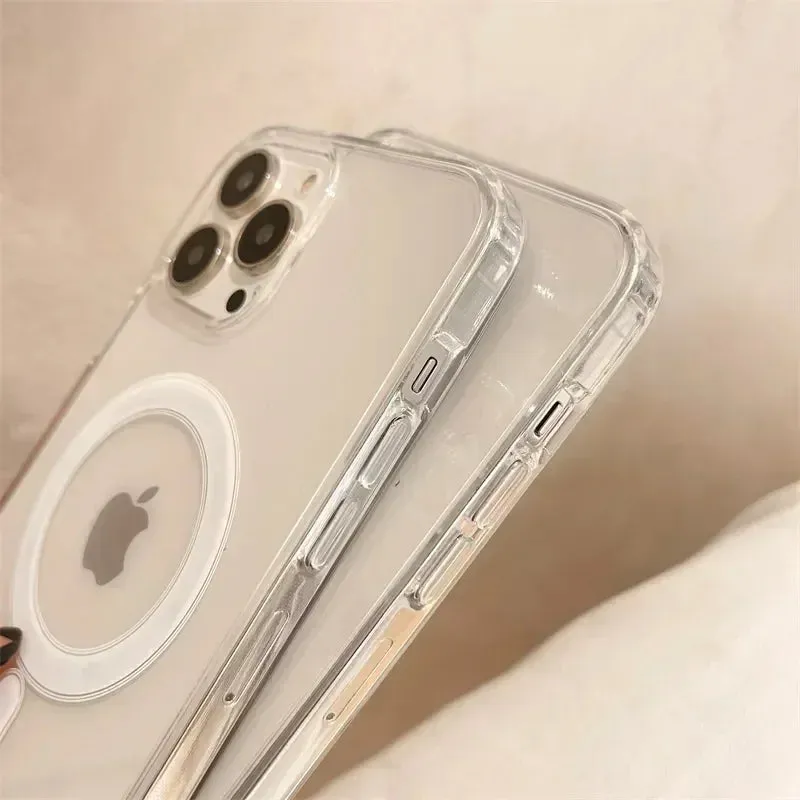 Clear Magnetic Wireless Charging Phone Case for Iphone 15 11 Pro Max