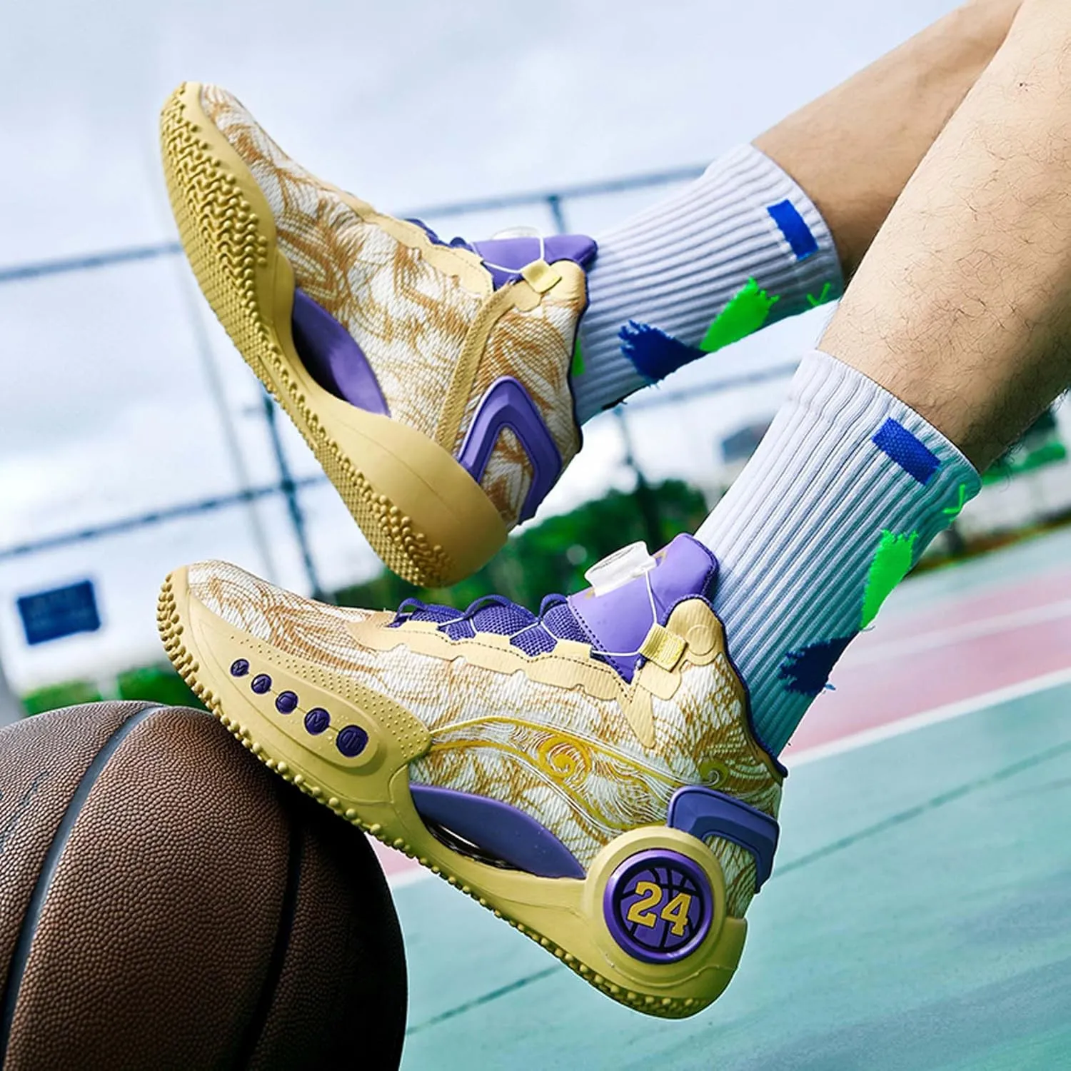 Couple Models Street Fashion Personality Trend Sports Shoes Youth Breathable Cushioning Laceless Basketball Shoes