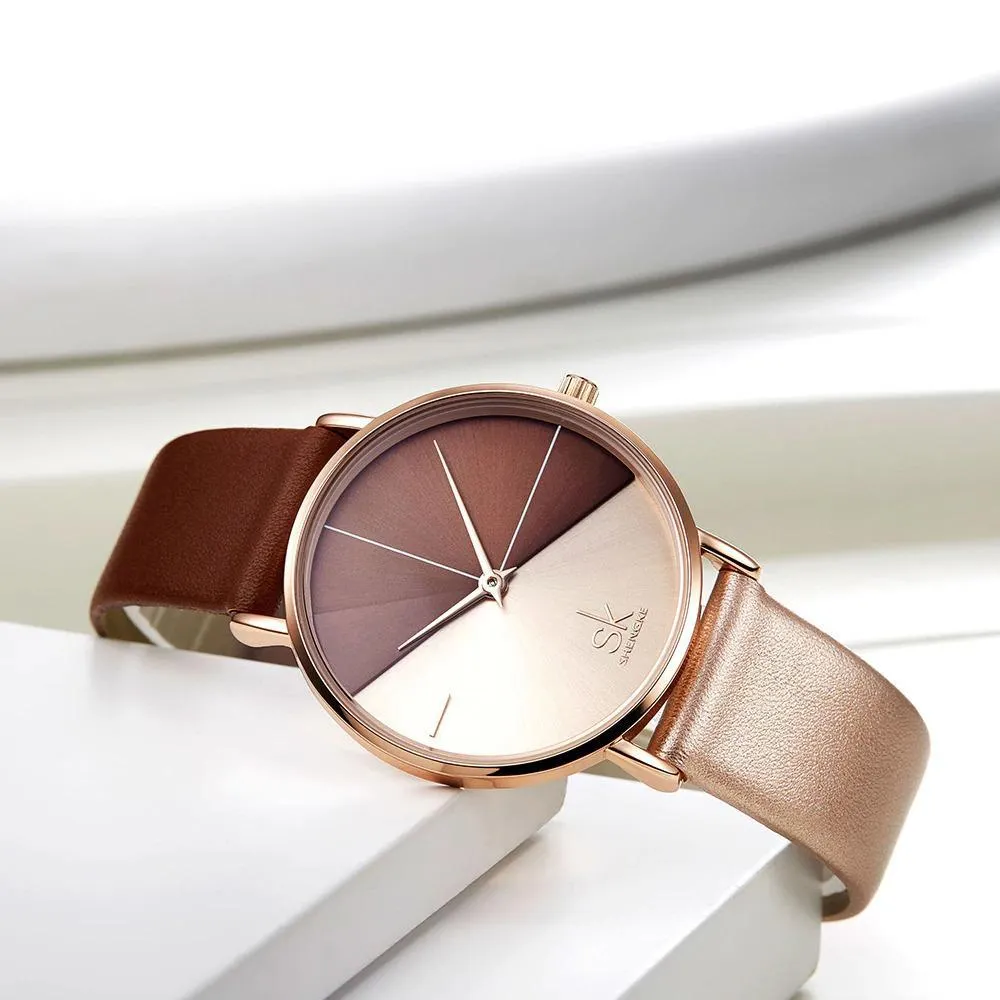 Creative Minimalist Two-Tone Quartz Watch