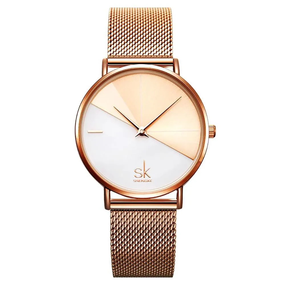 Creative Minimalist Two-Tone Quartz Watch