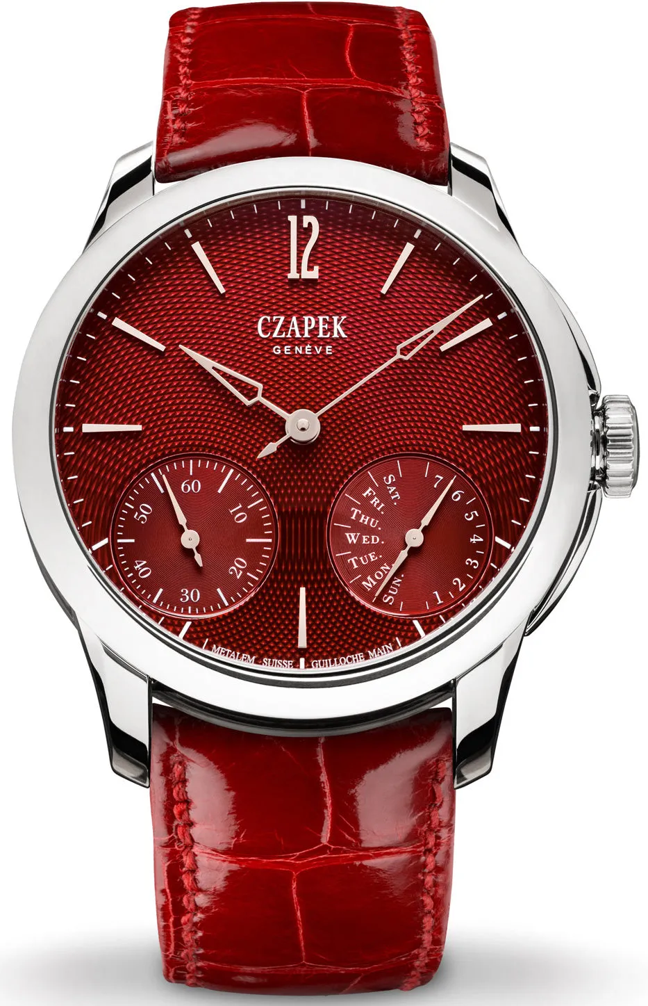 Czapek Watch Quai des Bergues Guilloche Ricochet Steel Rhubarb Red S Limited Edition
