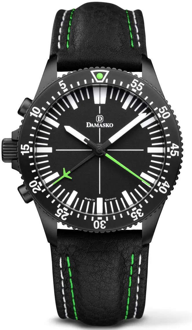 DAM Watch DC8 LHV Black Green Leather Pin