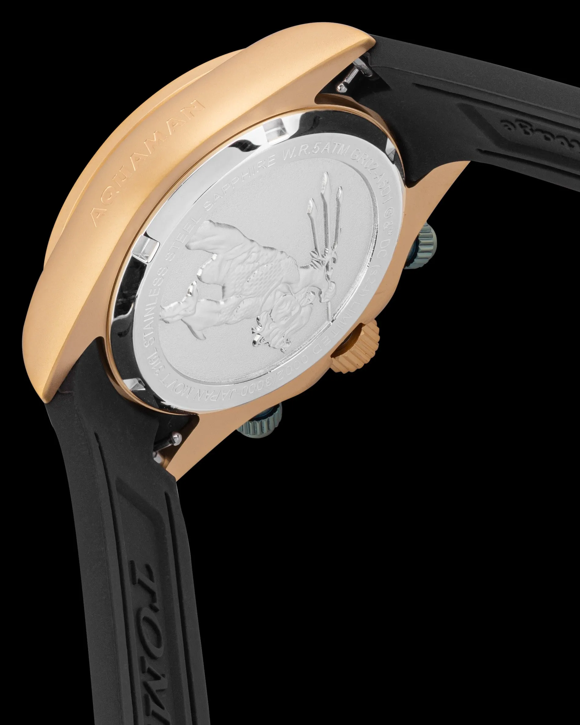 DC Aquaman GR02-A5D1 (Gold/Green) with Black/Green Crystal and Black/Green Leather Strap