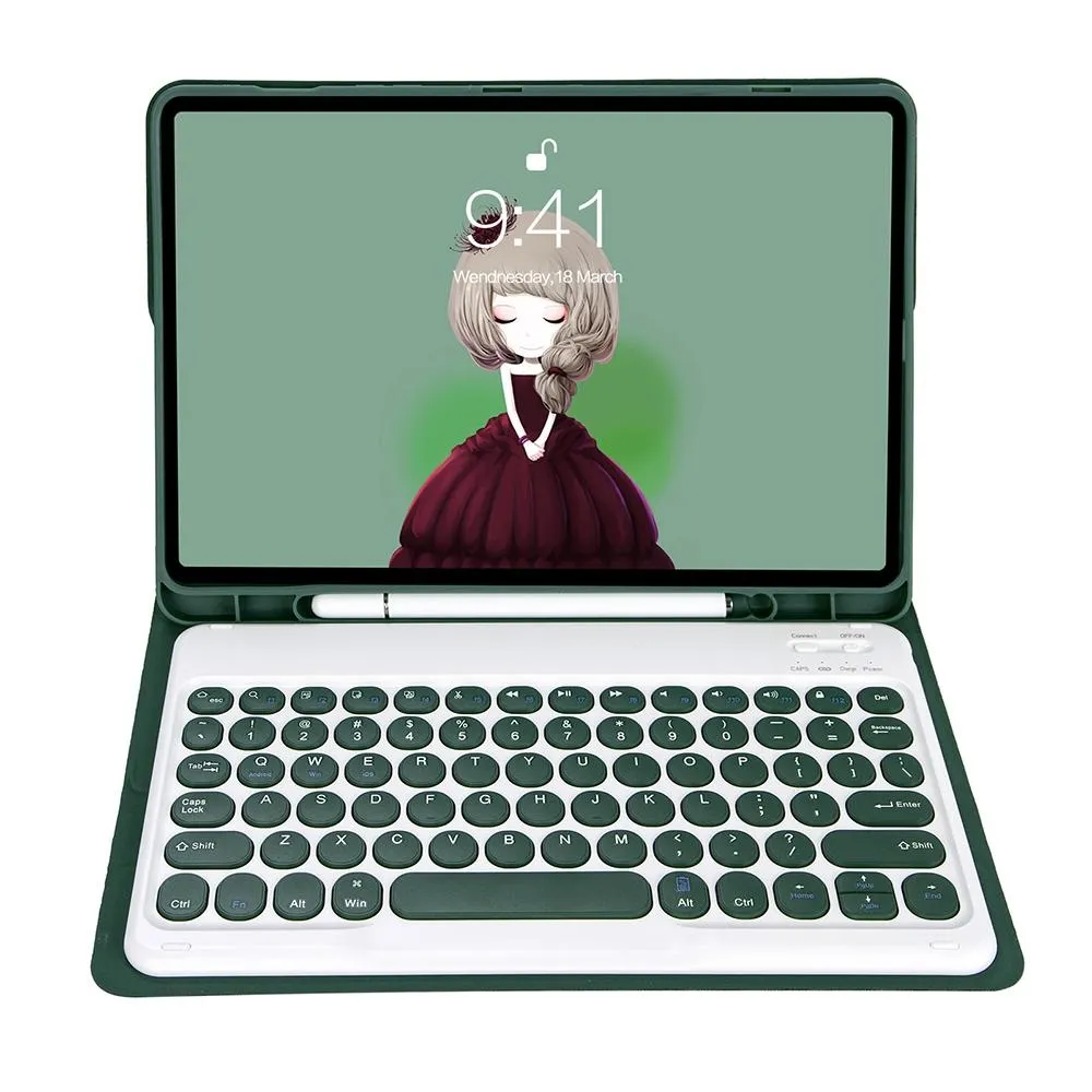 Detachable Bluetooth Keyboard Leather Case For Ipad Air 4 / 5 - Candy Colour Skin Texture - 10.9 Inch