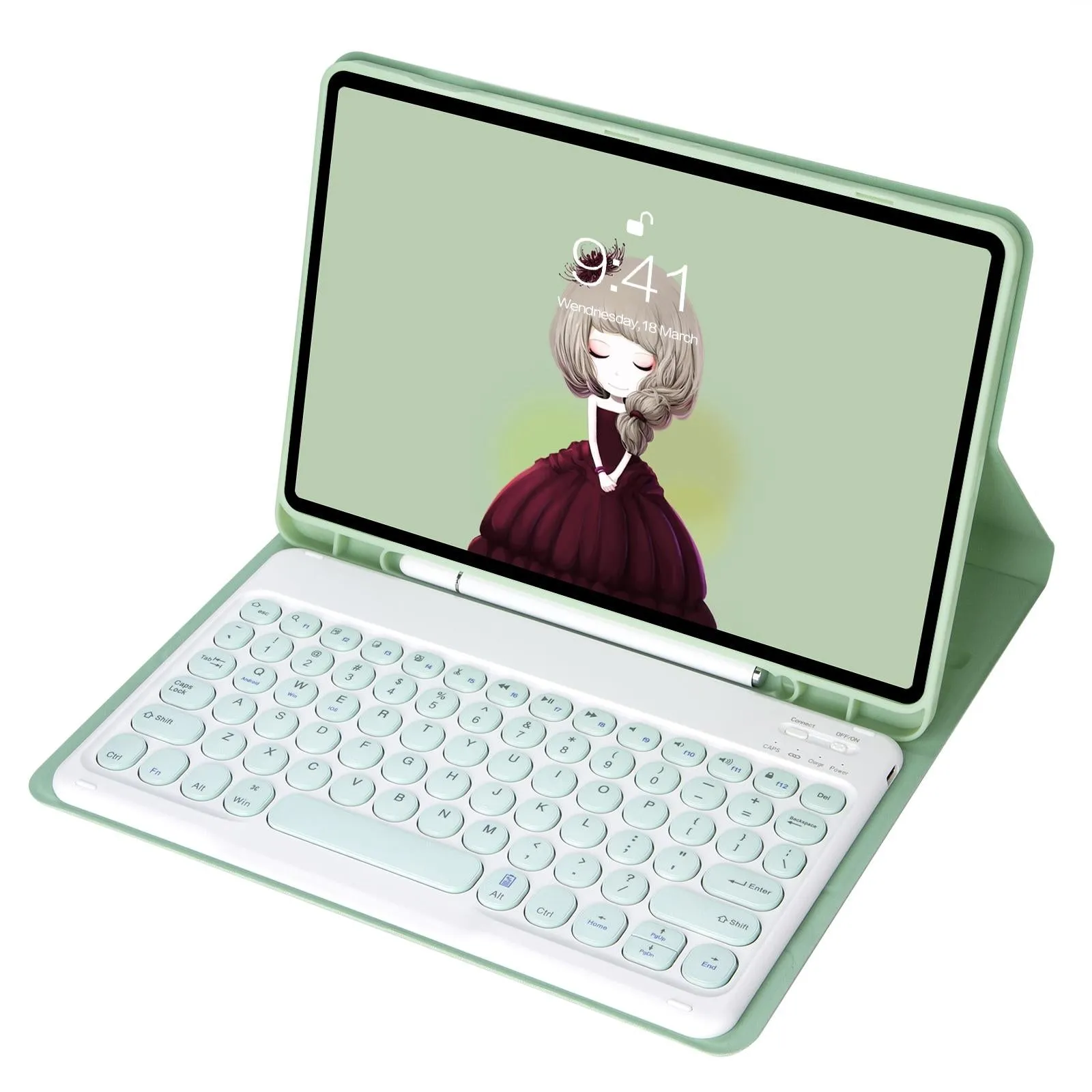 Detachable Bluetooth Keyboard Leather Case For Ipad Air 4 / 5 - Candy Colour Skin Texture - 10.9 Inch