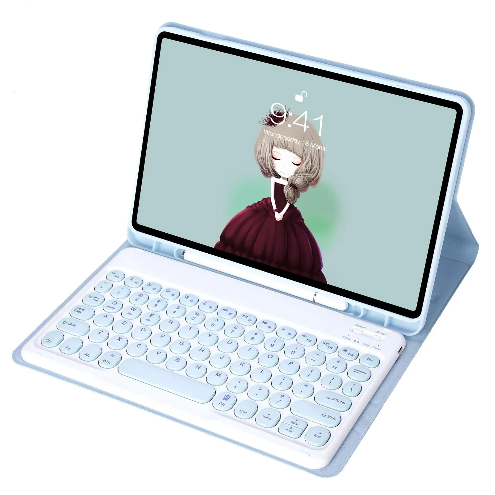 Detachable Bluetooth Keyboard Leather Case For Ipad Air 4 / 5 - Candy Colour Skin Texture - 10.9 Inch
