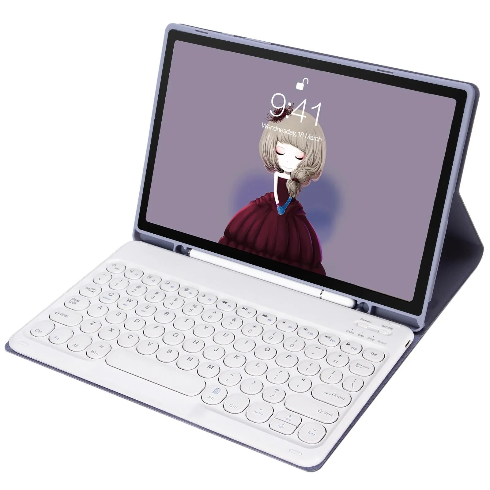 Detachable Bluetooth Keyboard Leather Case For Ipad Air 4 / 5 - Candy Colour Skin Texture - 10.9 Inch