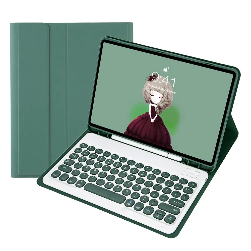 Detachable Bluetooth Keyboard Leather Case For Ipad Air 4 / 5 - Candy Colour Skin Texture - 10.9 Inch