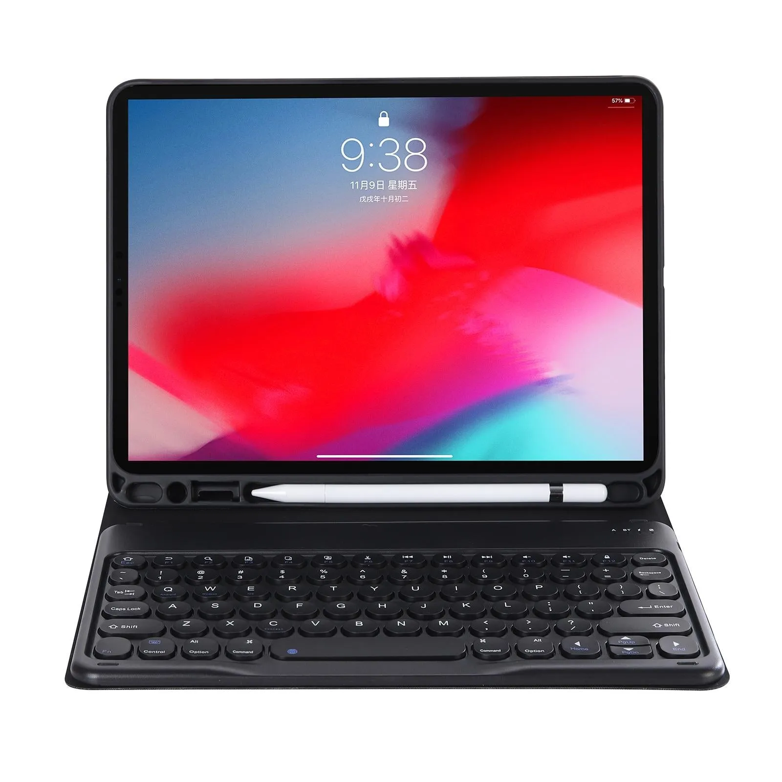 Detachable Bluetooth Keyboard Leather Case For Ipad Air 4 / 5 - Candy Colour Skin Texture - 10.9 Inch