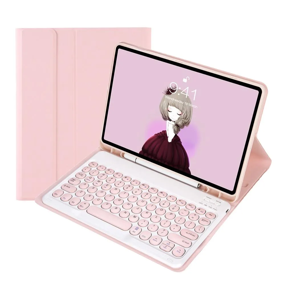 Detachable Bluetooth Keyboard Leather Case For Ipad Air 4 / 5 - Candy Colour Skin Texture - 10.9 Inch