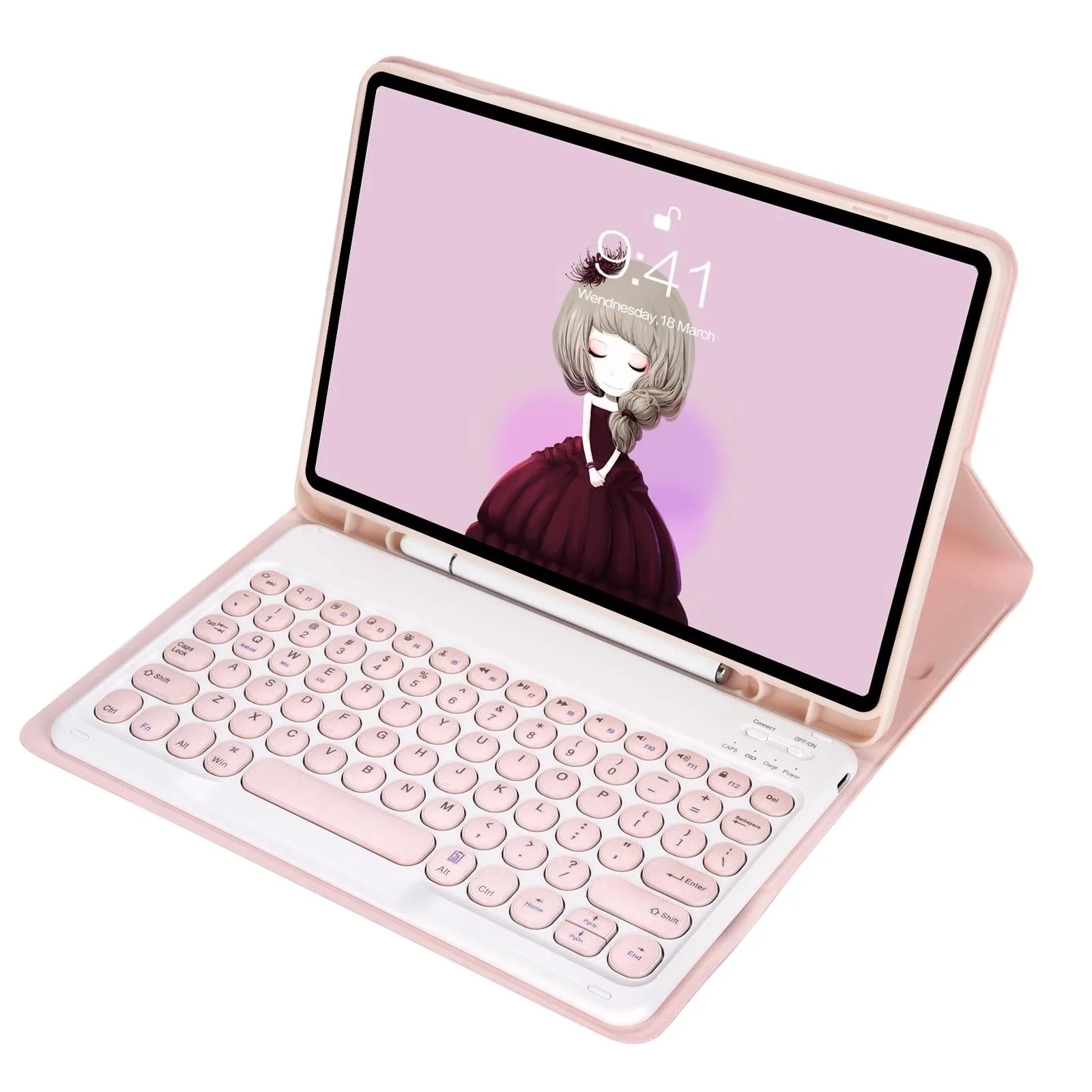 Detachable Bluetooth Keyboard Leather Case For Ipad Air 4 / 5 - Candy Colour Skin Texture - 10.9 Inch