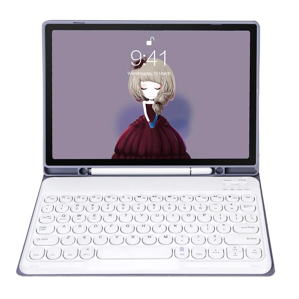 Detachable Bluetooth Keyboard Leather Case For Ipad Air 4 / 5 - Candy Colour Skin Texture - 10.9 Inch