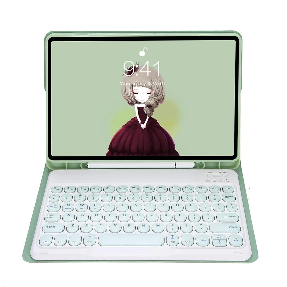 Detachable Bluetooth Keyboard Leather Case For Ipad Air 4 / 5 - Candy Colour Skin Texture - 10.9 Inch