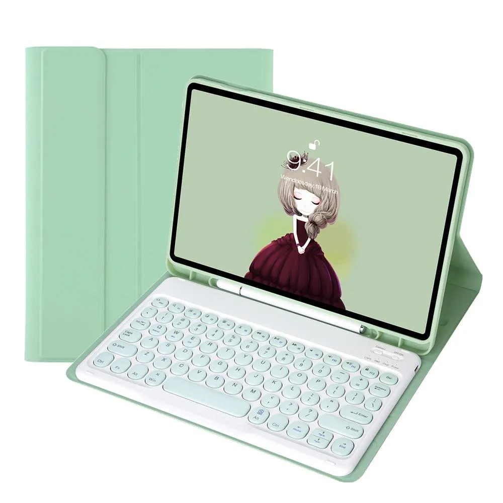 Detachable Bluetooth Keyboard Leather Case For Ipad Air 4 / 5 - Candy Colour Skin Texture - 10.9 Inch