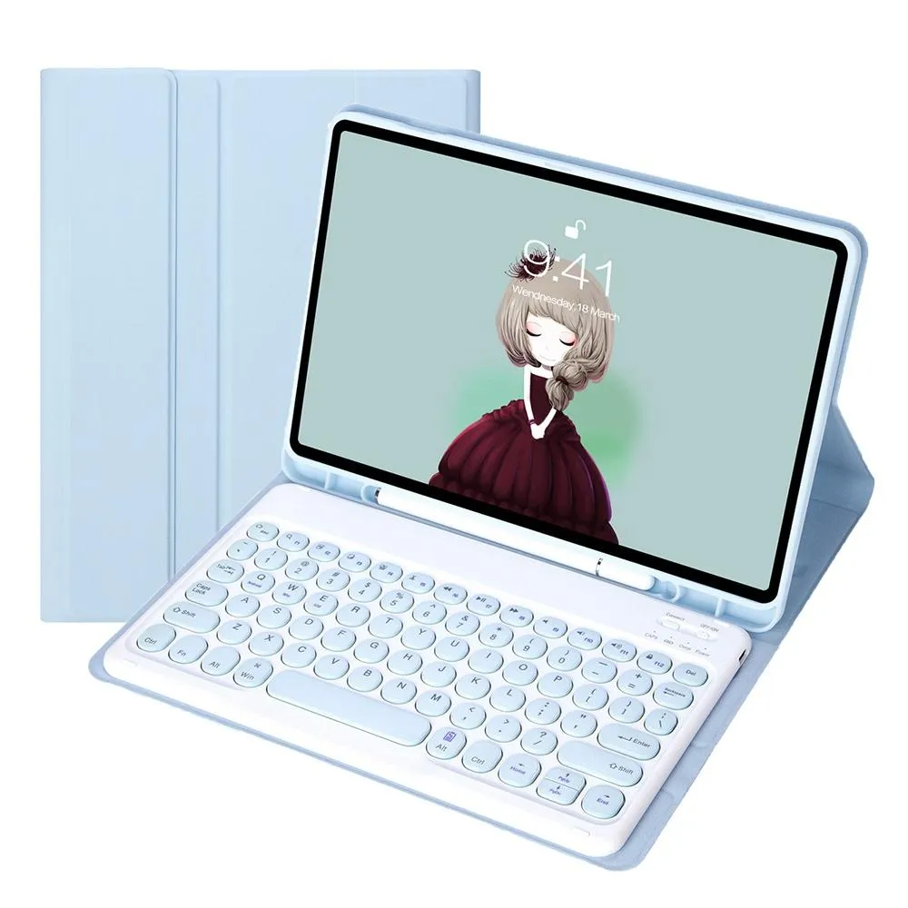 Detachable Bluetooth Keyboard Leather Case For Ipad Air 4 / 5 - Candy Colour Skin Texture - 10.9 Inch