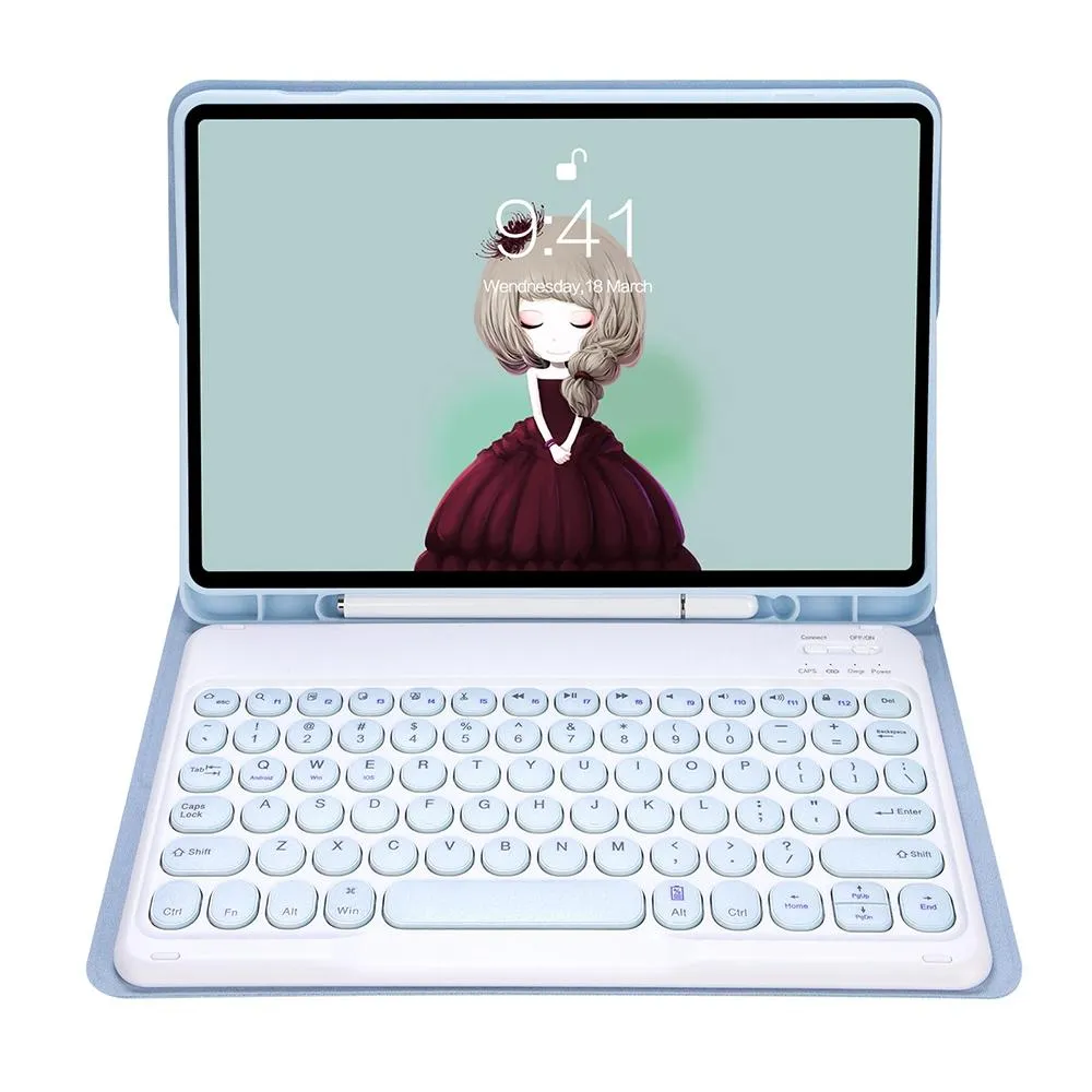 Detachable Bluetooth Keyboard Leather Case For Ipad Air 4 / 5 - Candy Colour Skin Texture - 10.9 Inch