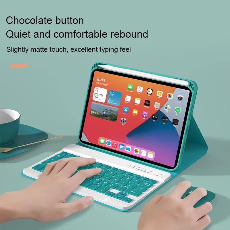 Detachable Bluetooth Keyboard Leather Case For Ipad Mini 6 With Colourful Backlight & Holder