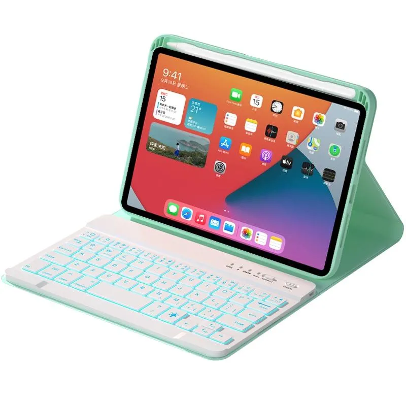 Detachable Bluetooth Keyboard Leather Case For Ipad Mini 6 With Colourful Backlight & Holder