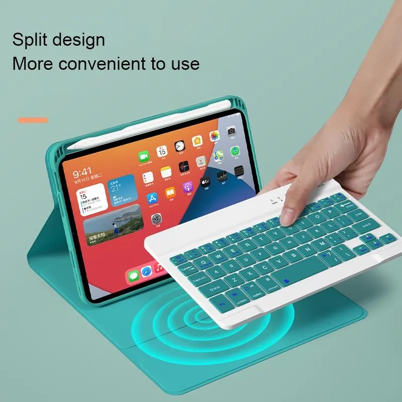 Detachable Bluetooth Keyboard Leather Case For Ipad Mini 6 With Colourful Backlight & Holder
