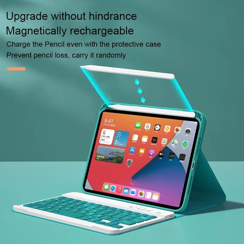 Detachable Bluetooth Keyboard Leather Case For Ipad Mini 6 With Colourful Backlight & Holder