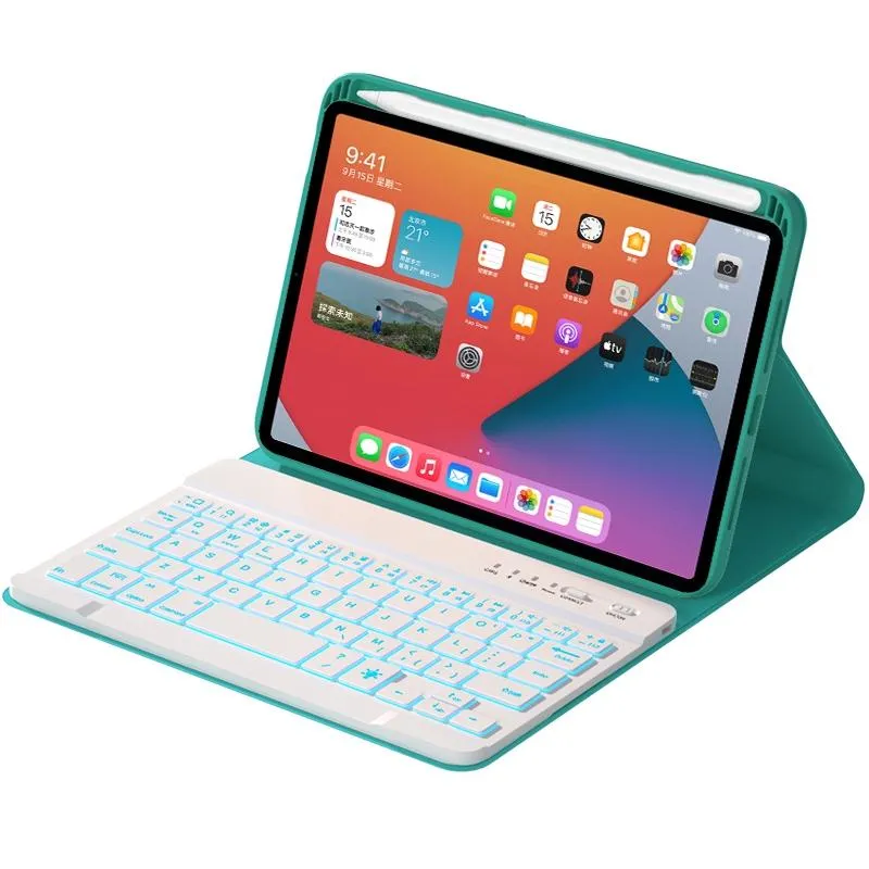 Detachable Bluetooth Keyboard Leather Case For Ipad Mini 6 With Colourful Backlight & Holder