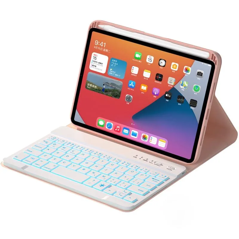 Detachable Bluetooth Keyboard Leather Case For Ipad Mini 6 With Colourful Backlight & Holder