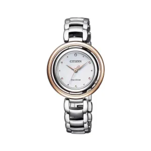 EM0668-83A - Ladies Two Tone Eco-Drive Diamond Dress Watch