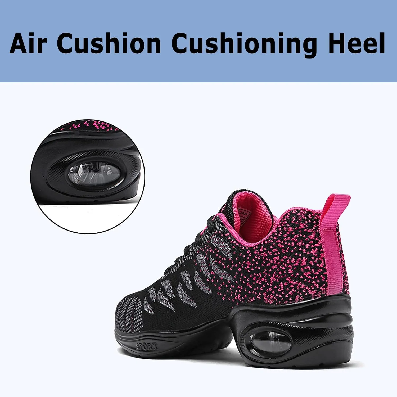 FLIOZY Women's Jazz Shoes Lace-up Platform Air Cushion Dance Shoes Breathable Athletic Fitness Yoga Walking Sneaker